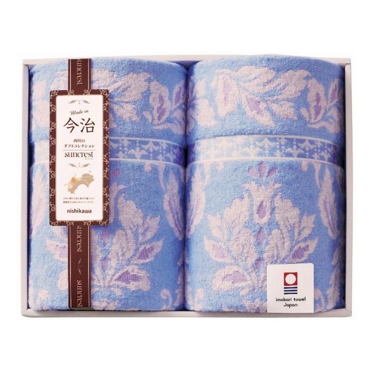 日本のタオルの産地「今治」で丁寧に織り上げたタオルケットです。吸湿性に優れており、年間を通じて使いやすいタオルケットです。【セット内容】商品1400×1900mm×2【商品サイズ】-【材質】綿100%商品重量：2300g箱サイズ：箱340×...