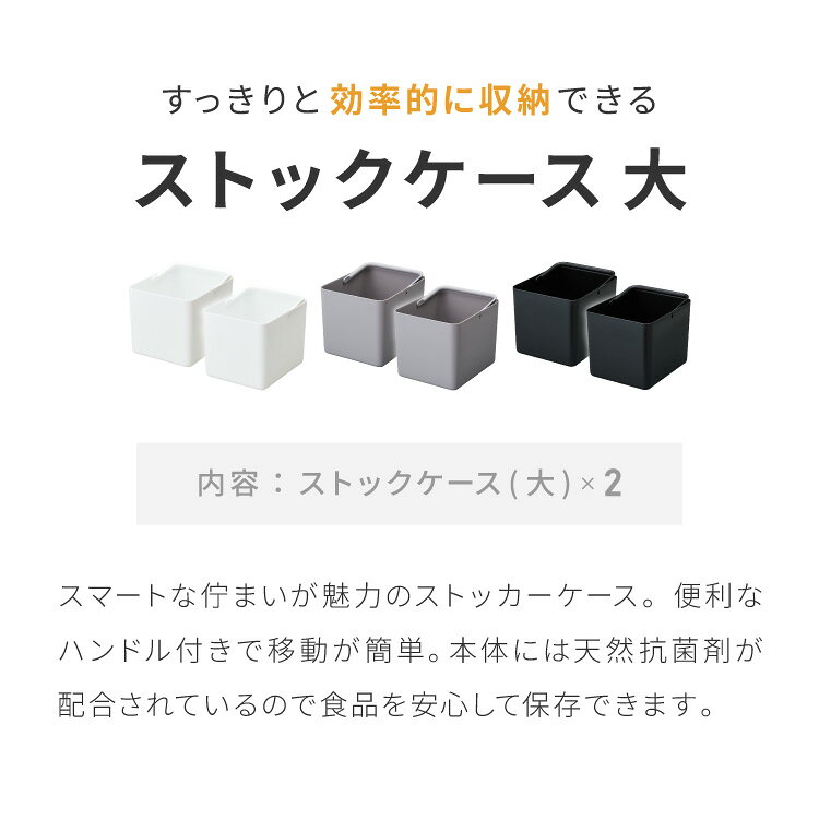 リコメン堂生活館のライクイット ハンドル付きストックケース ワイド 2P 内分別 密閉 5kg 抗菌 シンク下 ライスストッカー おしゃれ お米 米入れ 収納 保存容器 計量カップ 米櫃 ライスボックス 日本製(代引不可)【送料無料】｜アングル2