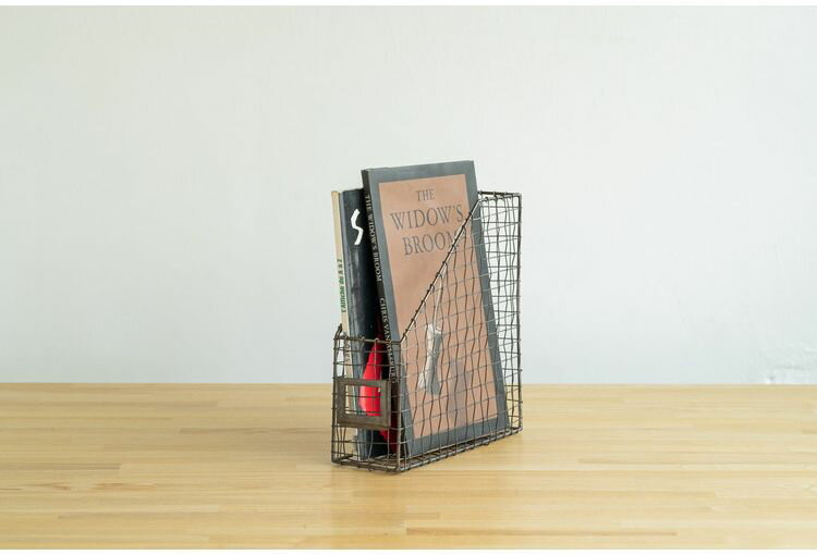 A4ファイルスタンド ワイヤー 軽量 ヴィンテージ アンティーク調 経年変化 本棚 ブックスタンド ファイル 収納 デスク整理(代引不可)【送料無料】