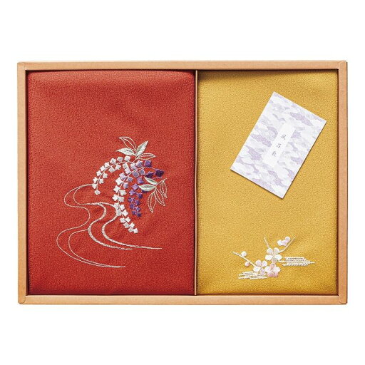 洛北 刺繍入り二巾風呂敷&刺繍入り金封包み 赤 H018A(代引不可)【送料無料】 洛北 刺繍入り二巾風呂敷&刺繍入り金封包み 赤 H018A(代引不可)【送料無料】