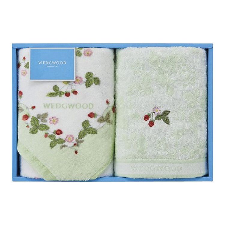 ウェッジウッド ワイルドストロベリー フェイスタオル2P グリーン TT84205656G(代引不可)【送料無料】