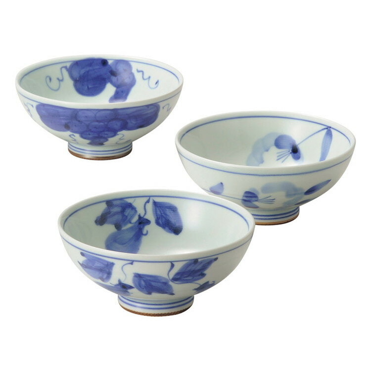 伊万里青磁絵茶漬3客揃 波佐見焼 和陶器 007-226M(代引不可)【送料無料】