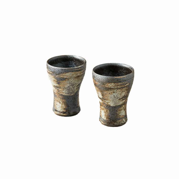 刷毛スマートカップペア 信楽焼 和陶器 G5-2413P(代引不可)【送料無料】