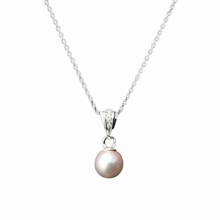 Pearl White - 本真珠ダイヤモンドペンダント 装身具 13502(代引不可)【送料無料】