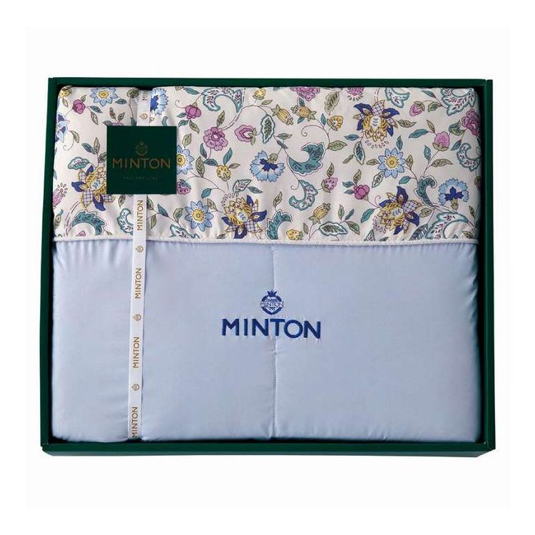 シルク混肌掛けふとんミントンブルー...