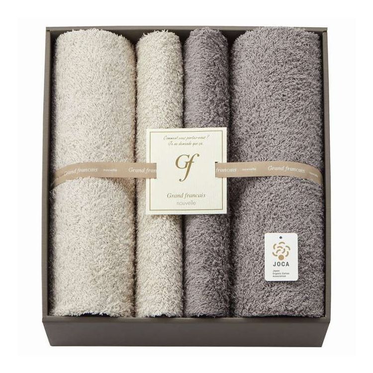 オーガニックコットンをパイル部分に100%使用。やわらかなロングパイルに仕上げました。JOCAマーク「この製品は、JOCA憲章にもとづき、オーガニックコットン製品の普及をめざすJOCAメンバー企業が、人と環境に配慮した方法で、日本の技術と感性を生かしてつくりました。」日本製【セット内容】-サイズ：バスタオル:60×120cm・フェイスタオル:34×90cm重量/容量：-箱サイズ：35.5×33.5×10.5cm材質：綿100%（パイル部分オーガニックコットン100%）【代引きについて】こちらの商品は、代引きでの出荷は受け付けておりません。【送料について】北海道、沖縄、離島は送料を頂きます。