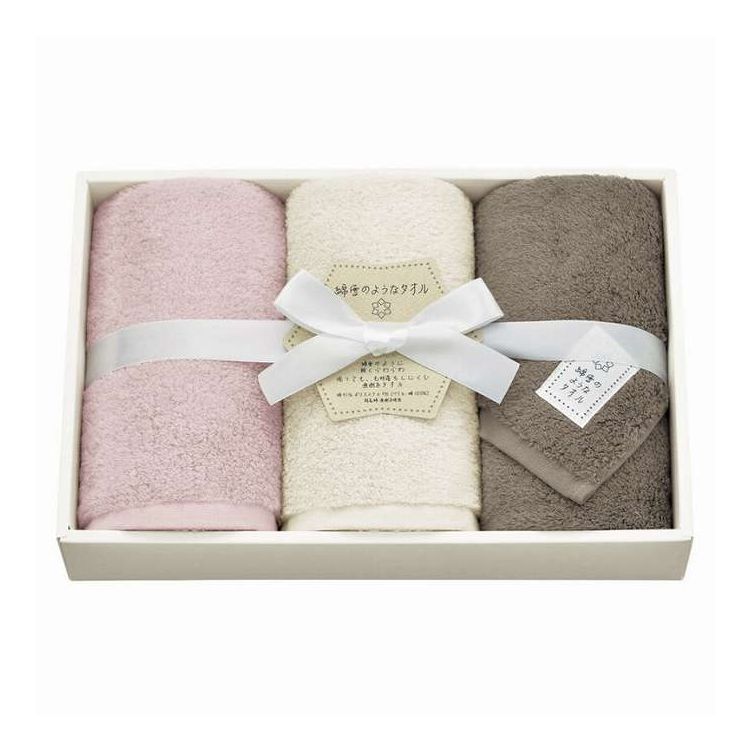 フェイスタオル3P ベルベットギフト 綿雪のようなタオル ピンク WYT-2993P/BGR ギフト プレゼント(代引..