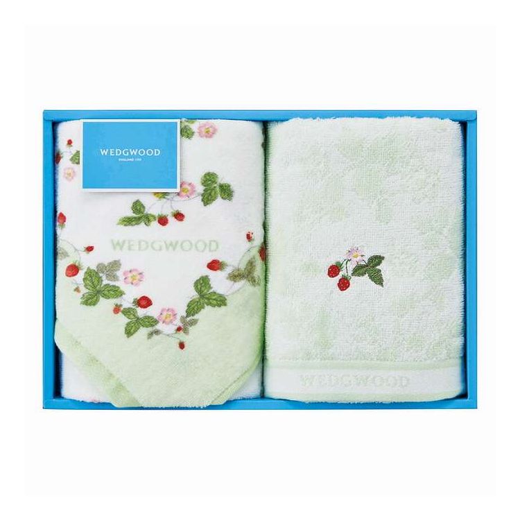 フェイスタオル2P ワイルドストロベリー ウェッジウッド グリーン TT84205656P/G ギフト プレゼント(代引不可)