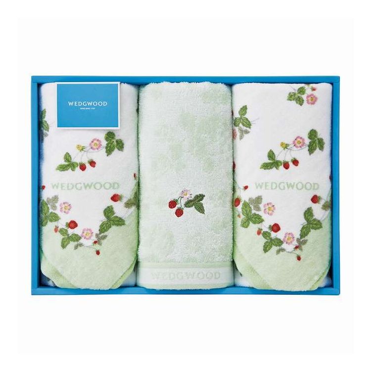 フェイスタオル3P ワイルドストロベリー ウェッジウッド グリーン TT84305646P/G ギフト プレゼント(代引不可)【送料無料】