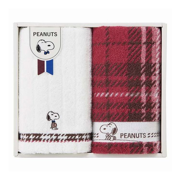 PEANUTSどこか懐かしく、あたたかな雰囲気をもつタータンチェック。チェックファッションに身を包んだスヌーピーがゆったりとティータイムを楽しんでいるアートをさりげなくあしらいました。華やかでありながら、落ち着きがあり心地よさを感じていただけるタオルギフトです。日本製【セット内容】-サイズ：34×80cm重量/容量：0.4kg箱サイズ：22×25×6cm材質：綿100%【代引きについて】こちらの商品は、代引きでの出荷は受け付けておりません。【送料について】北海道、沖縄、離島は送料を頂きます。