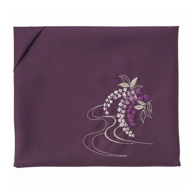 Japanese Wrapping Cloths - 刺繍入り二巾風呂敷 洛北 紫 H031a/b ギフト プレゼント(代引不可)