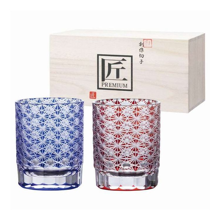 其它 玻璃杯類 - オールドS240ml ペア(木箱入) 僥倖 創作切子 匠 Premium TK-194 ギフト プレゼント(代引不可)【送料無料】