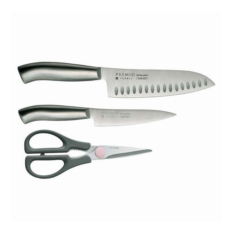 包丁&キッチンハサミ 3点セット オールステンレス プレミオ 31813 ギフト プレゼント(代引不可)【送料無料】