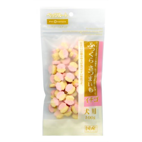【商品詳細】さつま芋&鶏ササミ肉類を柔らかく練りあげ、超小型犬が食べやすいように、小さくカットしたセミソフトおやつ(犬用)です。ごほうびにぴったりのお腹にやさしいおやつです。原材料名・栄養成分等●原材料名：小麦粉、鶏ささみ、鶏胸肉、さつま芋、苺パウダー、ショートニング、誇張剤、酸味料、香料、甘味料(ソルビット)、保湿剤(プロピレングリコール)、保存料(ソルビン酸K)、食用色素(黄色4・5号、赤105号、酸化チタン)、酸化防止剤(エルソルビン酸Na)●成分：粗タンパク質 12.0%以上、粗脂肪 4.0%以上、粗繊維 0.5%以下、粗灰分 3.0%以下、水分 36.0%以下、エネルギー/100g当たり 約280kcal原産国日本JANコード：4984937686529【送料について】北海道、沖縄、離島は送料を頂きます。