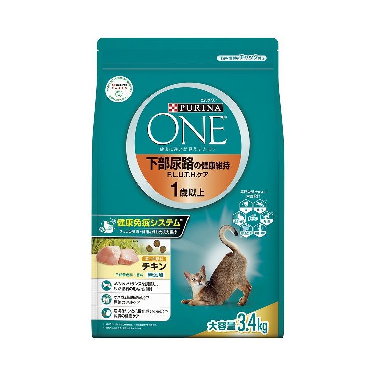 ネスレ日本 PURINA ONE ピュリナワンキャット 下部尿路の健康維持 F.L.U.T.H.ケア 1歳以上 チキン 3.4kg【送料無料】