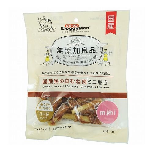 ドギーマンハヤシ 無添加良品 国産鶏の白むね肉ミニ巻き 18本