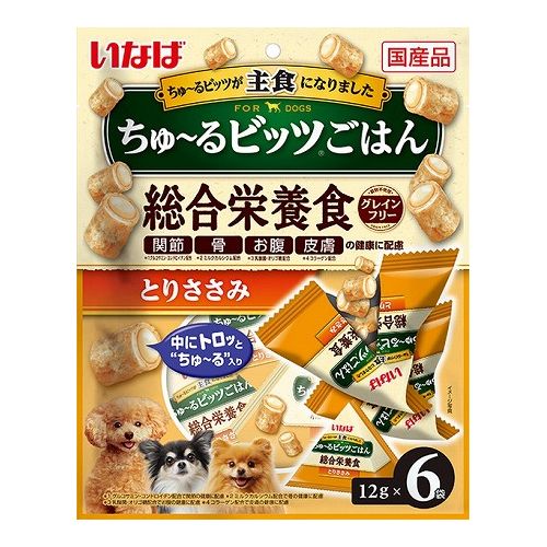 いなばペットフード ちゅ~るビッツごはん とりささみ ビーフ入り 12g×6袋×24
