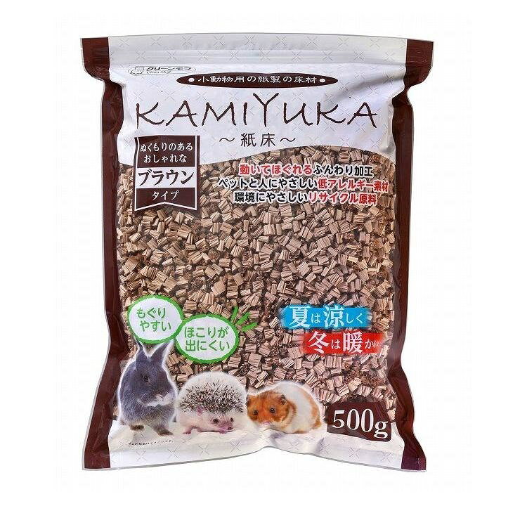 リコメン堂生活館の【12個セット】 シーズイシハラ クリーンモフ KAMIYUKA ブラウン 500g x12 6kg 小動物用 床材 紙床 かみゆか 日本製 国産 うさぎ ハムスター ケージ ゲージ おうち 床 紙製床材【送料無料】｜アングル3