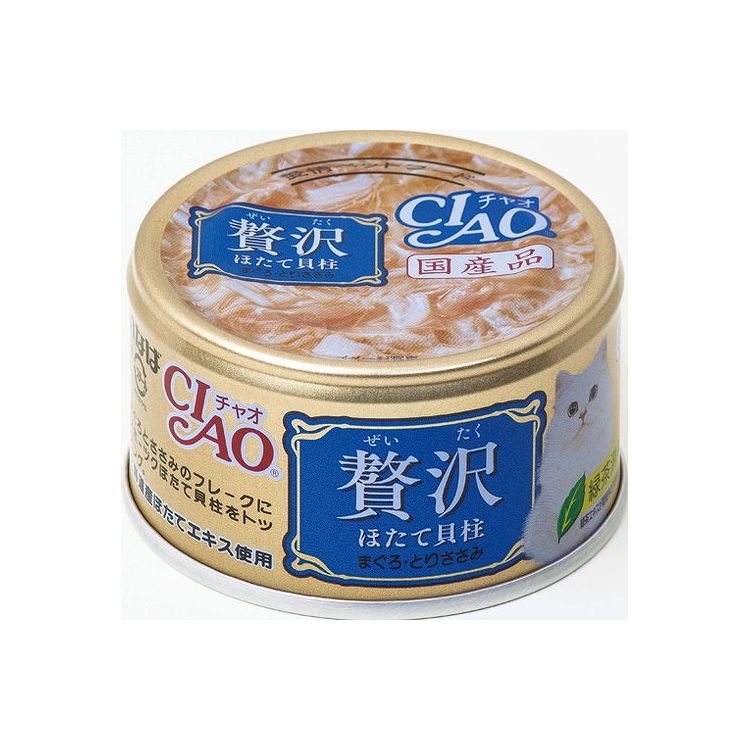 【取り寄せ品のご注意事項（ご注文前にご確認ください）】・本商品は原則注文後のキャンセルはお受けできません。・本商品と他商品で同梱注文をいただき、仮に他商品が完売等でご用意できない場合でも本商品は発送させていただきます。・本商品を複数（2点以上）注文いただき、完売等で注文数のご用意できない場合でもご用意できた数量は発送させていただきます。【商品説明】いつもよりちょっと贅沢な食事に。・まぐろととりささみのフレークにほたて貝柱をトッピング・北海道産ほたてエキスを使用・緑茶消臭成分配合で腸管内の内容物の臭いを吸着し、糞・尿臭を和らげます。●原材料(成分)鶏肉(ささみ)、まぐろ、ほたて貝柱、ほたてエキス、糖類(オリゴ糖等)、植物性油脂、増粘剤(加工でん粉)、ミネラル類、調味料(アミノ酸等)、増粘多糖類、ビタミンE、紅麹色素、緑茶エキス、カロテノイド色素●賞味／使用期限(未開封)36ヶ月※仕入れ元の規定により半年以上期限の残った商品のみ出荷致します。●保存方法別途パッケージに記載●メーカー名いなばペットフード 株式会社【送料について】北海道、沖縄、離島は送料を頂きます。
