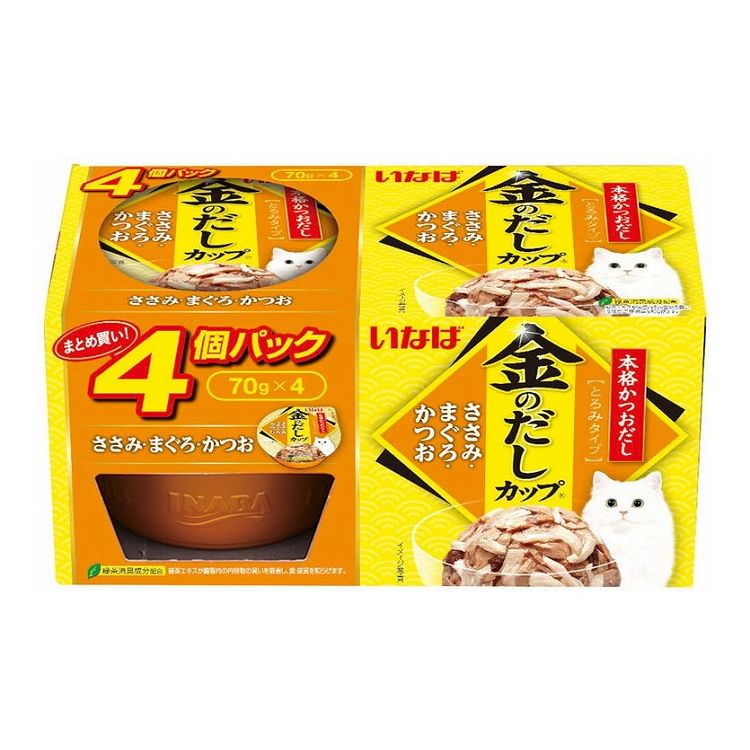 【商品説明】毎日の食事に！・まぐろとかつおを丸ごとフレークし、焼津産かつおの本格だしを加えました。・風味豊かなとろみタイプ・開けやすく、出しやすいカップ容器を使用・タウリン、ビタミンE配合・着色料不使用・緑茶消臭成分配合！緑茶エキスが腸管内の内容物の臭いを吸着し、糞尿臭を和らげます。●原材料(成分)かつお、まぐろ、鶏肉(ささみ)、かつお節エキス、増粘多糖類、ビタミンE、タウリン、緑茶エキス●賞味／使用期限(未開封)24ヶ月※仕入れ元の規定により半年以上期限の残った商品のみ出荷致します。●保存方法別途パッケージに記載●メーカー名いなばペットフード 株式会社【送料について】北海道、沖縄、離島は送料を頂きます。