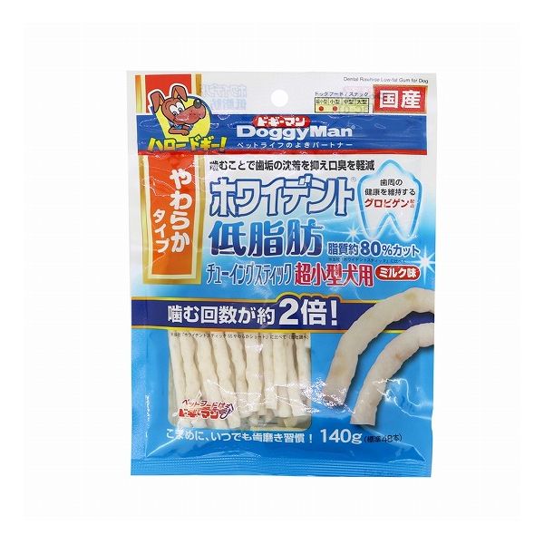  ドギーマン ホワイデント低脂肪 チューイングスティック 超小型犬用 ミルク味 140g x12