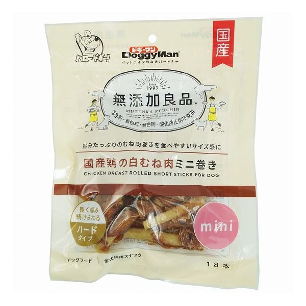 【6個セット】 ドギーマン 無添加良品 国産鶏の白むね肉ミニ巻き 18本 x6【送料無料】
