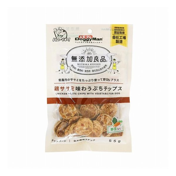 【12個セット】 ドギーマン 無添加良品 鶏ササミ味わうぷちチップス 野菜入り 55g x12【送料無料】