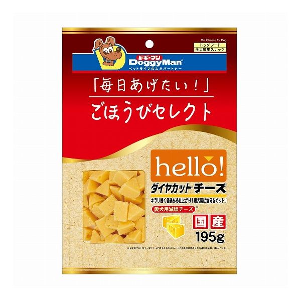 【商品説明】食べたい、あげたい、楽しい毎日のために。・プロセスチーズ(人間用)に比べて塩分を約20％カット。しっとりやわらかな質感の、三角形のおいしいチーズ。●原材料(成分)チーズ、でん粉類、小麦粉、ゼラチン、植物油脂、グリセリン、ミネラル類(カルシウム)、プロピレングリコール、増粘多糖類、保存料(ソルビン酸カリウム、デヒドロ酢酸ナトリウム)、酸味料、乳化剤、着色料(β−カロテン、酸化チタン)、酸化防止剤(エリソルビン酸ナトリウム)、香料●賞味／使用期限(未開封)12ヶ月※仕入れ元の規定により半年以上期限の残った商品のみ出荷致します●保存方法別途パッケージに記載●原産国または製造地日本●メーカー名ドギーマンハヤシ 株式会社【送料について】北海道、沖縄、離島は送料を頂きます。