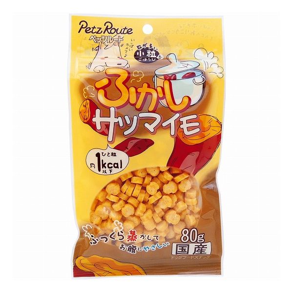 【商品説明】ヘルシーなさつま芋ベースの小粒タイプ！ふっくら蒸かしてお腹にやさしく仕上げました。お口が小さな愛犬におすすめです。●原材料(成分)小麦粉、鶏ささみ、さつま芋パウダー、ショートニング、ソルビトール、プロピレングリコール、膨張剤、保存料(ソルビン酸K)、pH調整剤、食塩、着色料(黄4・黄5)、酸化防止剤(エリソルビン酸Na)、香料●賞味／使用期限(未開封)製造から13ヶ月※仕入れ元の規定により半年以上期限の残った商品のみ出荷致します●保存方法別途パッケージに記載●原産国または製造地日本●メーカー名株式会社 ペッツルート【送料について】北海道、沖縄、離島は送料を頂きます。