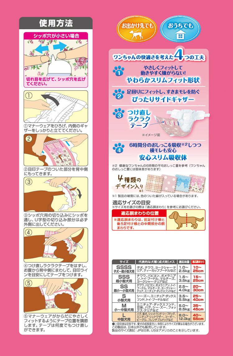 リコメン堂生活館のユニチャーム マナーウェア 女の子用 Lサイズ 4種のデザインパック 4枚｜アングル2