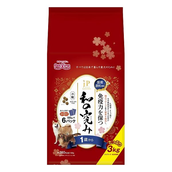 楽天リコメン堂生活館【4個セット】 ペットライン JPスタイル和の究み 小粒 1歳から 3kg （500g×6）【送料無料】