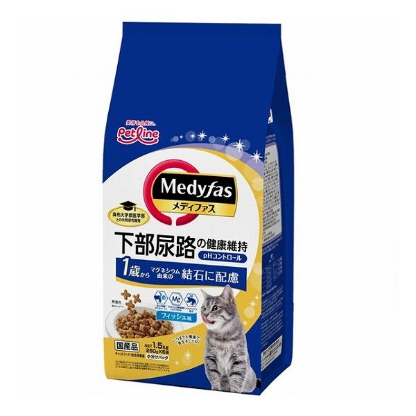 Old Cat - 【4個セット】 ペットライン メディファス 1歳から フィッシュ味 1.5kg(250g×6)【送料無料】