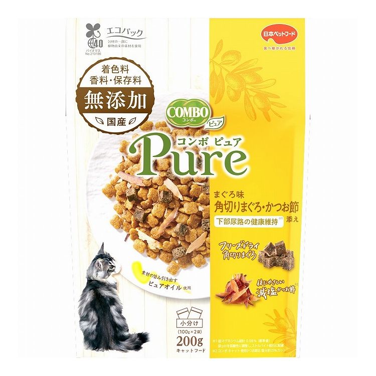Premium - 日本ペットフード コンボ ピュア キャット まぐろ味・角切りまぐろ・かつお節添え 200g