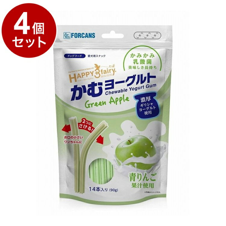 Ball Shape - 【4個セット】 フォーキャンス ハッピー・スリーフェアリー かむヨーグルト 青リンゴ 14個入
