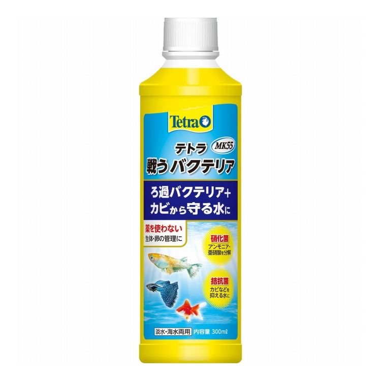 【商品説明】・ろ過バクテリアと拮抗菌のダブルの効果！！生物ろ過をサポートしながら、水カビなどの発生を抑えることで、生体や卵をケアする水に調整します。・ろ過バクテリアがフンや食べ残しなどの有機物を分解します。・ろ過バクテリアが有害なアンモニアや亜硝酸を分解します。・拮抗菌が水カビなどの発生を抑え、健康を維持することで生体や卵をケアする水に調整します。・淡水・海水どちらでも使用できます。○材質バチルス属菌(MK55菌株等)、他○諸注意・製品は観賞魚飼育専用です。他の目的には使用しないでください。・生体の匹数、種類、エサの量など、飼育環境によって効果の出にくい場合があります。・薬品等との併用は避けてください。・魚などの生体の病気や死亡、水草の枯れについては当社では一切の責任を負えませんので、あらかじめご了承ください。・微生物の働きにより水面に膜が張る事があります。生体に直接的な害はありませんが、稚魚など小さな生き物を飼育している場合は定期的に取り除く事をおすすめします。○メーカー名スペクトラムブランズジャパン株式会社【取り寄せ品のご注意事項（ご注文前にご確認ください）】・本商品は原則注文後のキャンセルはお受けできません。・本商品と他商品で同梱注文をいただき、仮に他商品が完売等でご用意できない場合でも本商品は発送させていただきます。・本商品を複数（2点以上）注文いただき、完売等で注文数のご用意できない場合でもご用意できた数量は発送させていただきます。【送料について】北海道、沖縄、離島は送料を頂きます。