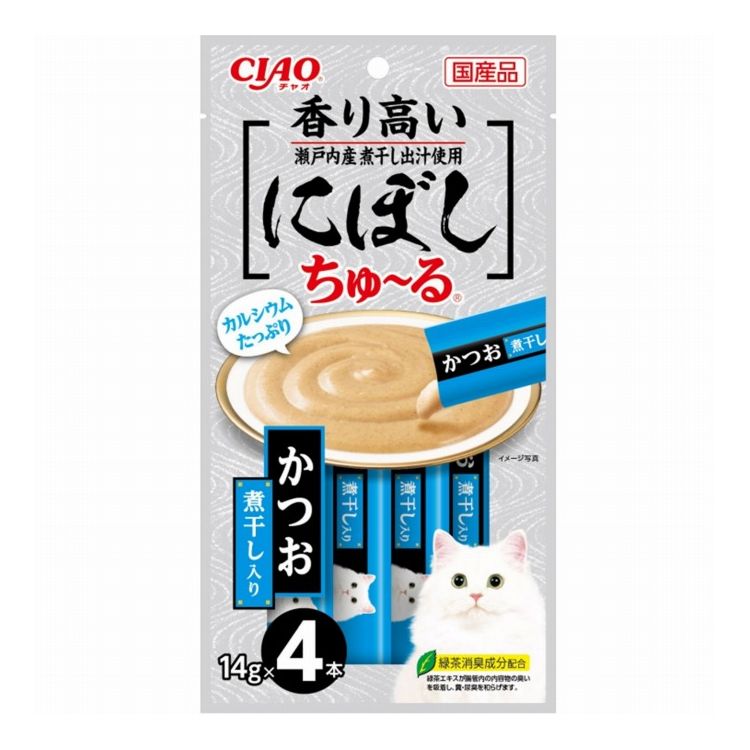 【商品説明】・ちゅ〜と出して、なめるだけで簡単に栄養補給。・香り高い煮干しを使用。一度与えたらやみつきになる美味しさです。○原材料(成分)かつお、煮干し、かつお節エキス、煮干しだし、糖類(オリゴ糖等)、植物性油脂、増粘安定剤(増粘多糖類、加工でん粉)、ミネラル類(Na、P、Cl)、調味料(アミノ酸)、ビタミンE、緑茶エキス○賞味／使用期限(未開封)730日○保存方法別途パッケージに記載○原産国日本○メーカー名いなばペットフード 株式会社【取り寄せ品のご注意事項（ご注文前にご確認ください）】・本商品は原則注文後のキャンセルはお受けできません。・本商品と他商品で同梱注文をいただき、仮に他商品が完売等でご用意できない場合でも本商品は発送させていただきます。・本商品を複数（2点以上）注文いただき、完売等で注文数のご用意できない場合でもご用意できた数量は発送させていただきます。【送料について】北海道、沖縄、離島は送料を頂きます。LINK単品6個セット12個セット24個セット