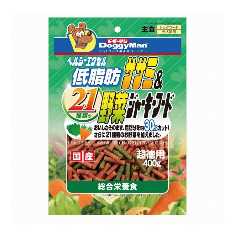 乐天商城 - ドギーマン ヘルシーエクセル低脂肪ササミ&21種類の野菜ジャーキーフード 400g