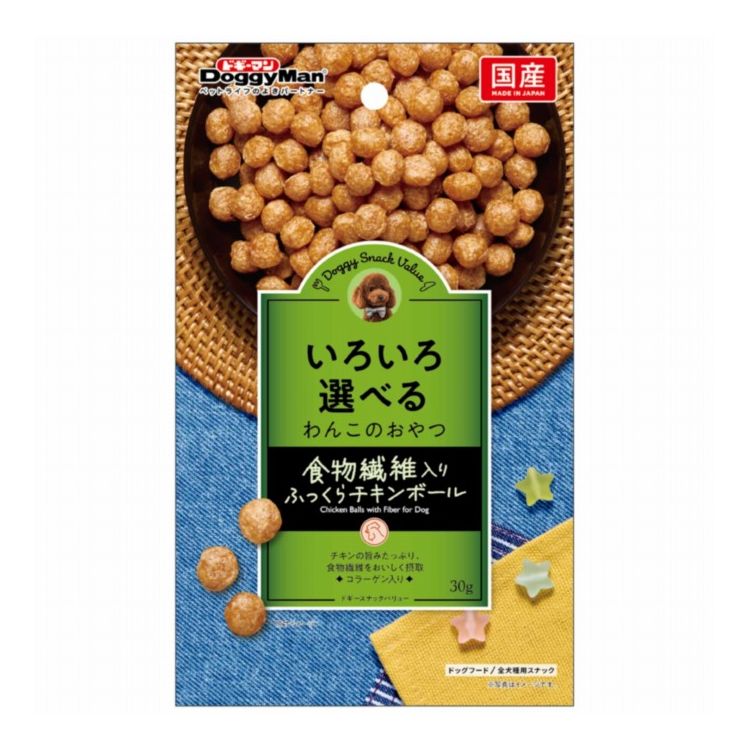 ドギーマン ドギースナックバリュー 食物繊維入りふっくらチキンボール 30g