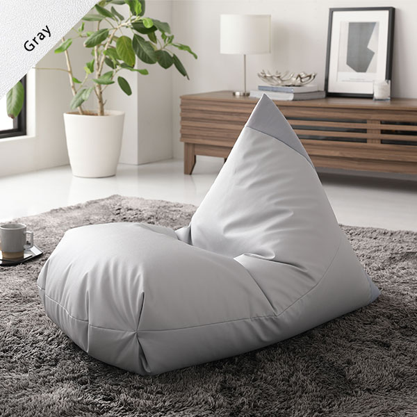 ビーズクッション ソファ ブラック 三角 合皮 合成皮革 レザー ファブリック素材 軽量 取っ手付き 日本製 国産 リビング雑貨 ビーズクション ビッグクッション フロアソファー 三角クッション [2]