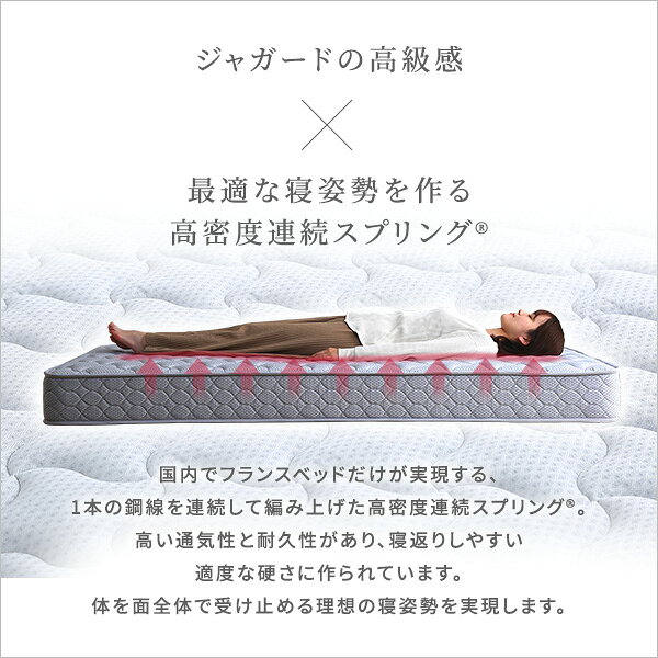 リコメン堂生活館のフランスベッド 高密度連続スプリングマットレス 硬め 日本製 （シングル） グレー【代引不可】｜アングル3