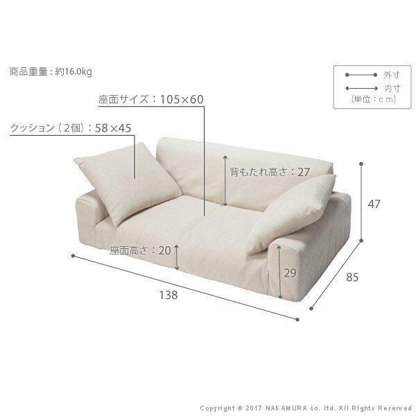 フロアソファー 二人掛け 低反発 低反発2人掛けローソファー 〔ルシオ〕 ローソファー こたつ(代引不可)【送料無料】 [3]