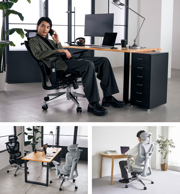 アップサイド ドゥ ソラリス エルゴノミクスチェア LC-E-39 フットレスト無し デスクチェア チェア 椅子 オフィス リクライニング 調節 メッシュ張地 ヘッドレスト 6Dアーム オフィスチェア(代引不可)【送料無料】 [2]