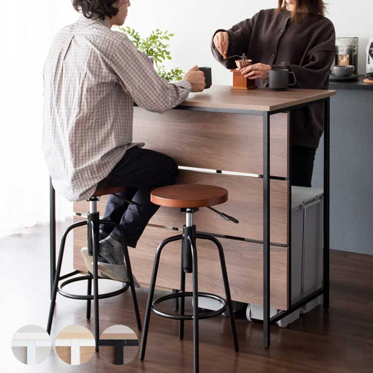 キッチンカウンターテーブル カウンターテーブル キッチン 幅120cm 高さ100cm ゴミ箱上収納 収納 キッチン収納 キッチンラック キッチンカウンター テーブル 木目調 ナチュラル(代引不可)【送料無料】