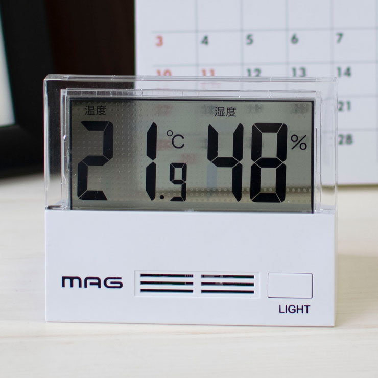 デジタル 温度湿度計 MAG シースルー TH-108 WH-Z 温度 湿度 温湿度計 ライト 液晶 コンパクト 透明感 クリア