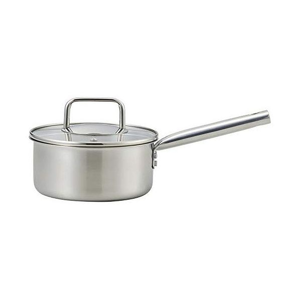 ベストコ ソースパン 16cm サテン エコーズ 軽い 見える ステンレス ガラス蓋付 IH対応 ND-6341【送料無料】