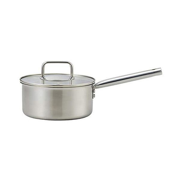 IH对应 - ベストコ ソースパン 18cm サテン エコーズ 軽い 見える ステンレス ガラス蓋付 IH対応 ND-6342【送料無料】