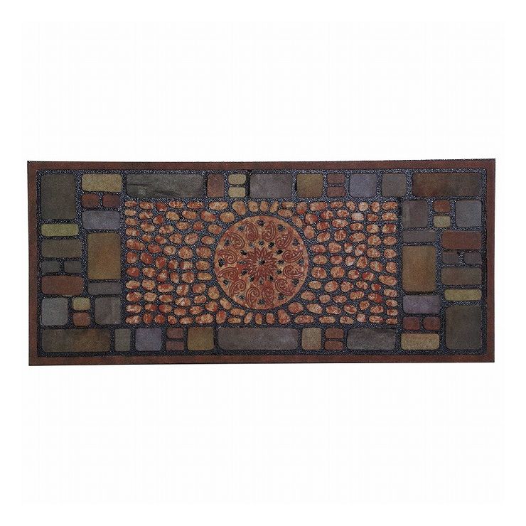 ベストコ 玄関マット 24×55cm モザイクタイル 泥落とし 水洗いOK エントランスラバーマット ND-462