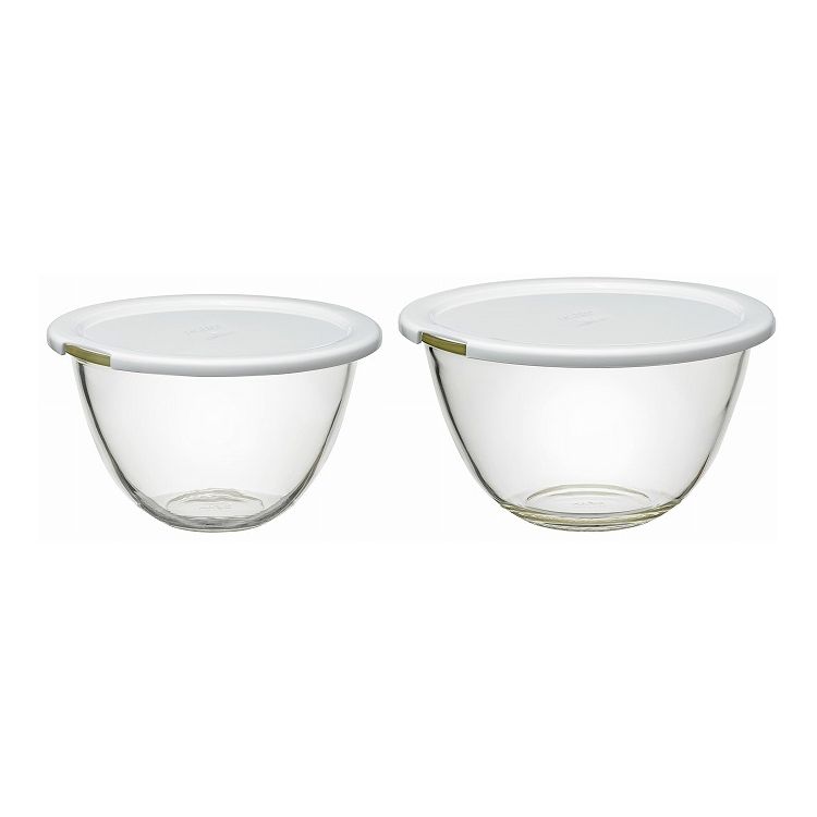 HARIO ハリオ レンジフタ付き耐熱ガラス製ボウル 2個セット MXPF-3506-W 満水容量1500ml 2200ml ホワイト 電子レンジ フタ付き 耐熱ガラス製 ボウル 2個セット【送料無料】