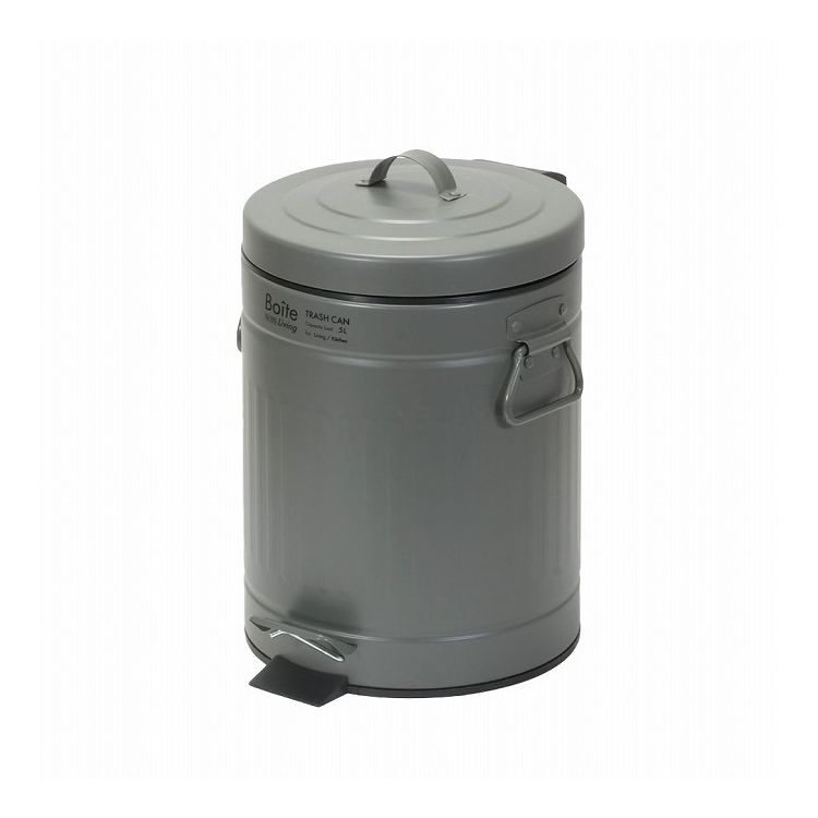 ベストコ ゴミ箱 ふた付き 5L ペダル式 静音設計 丸型 カーキ NQ-0192 Boite トラッシュカン【送料無料】