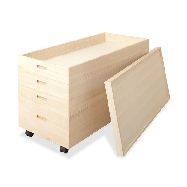 日本製 収納ケース 衣装ケース 4段 四段 衣裳ケース 天然木 木製 木目調 押入れ収納 幅95 奥行き42 高さ55 キャスター付き 国産 完成品【送料無料】